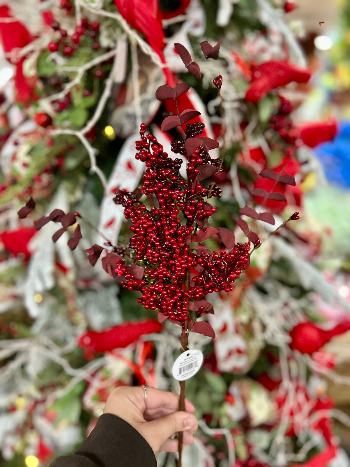 18 Inch Burgundy And Red Mixed Berry Boxwood Spray