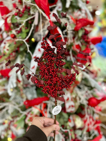 18 Inch Burgundy And Red Mixed Berry Boxwood Spray