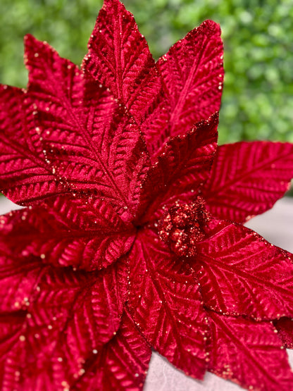 20.5 Inch Cranberry Poinsettia Stem
