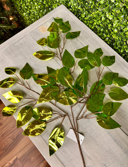23 Inch Lime Green Metallic Ficus Spray