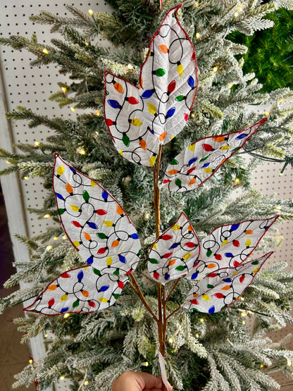 27 Inch Glitter Christmas Lights Magnolia Leaf Spray