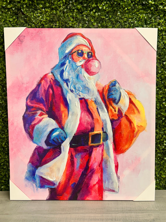 27.5 Inch Pink Color Pop Santa Wall Art