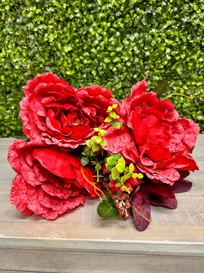 23 Inch Red Peony And Lily Mixed Bush