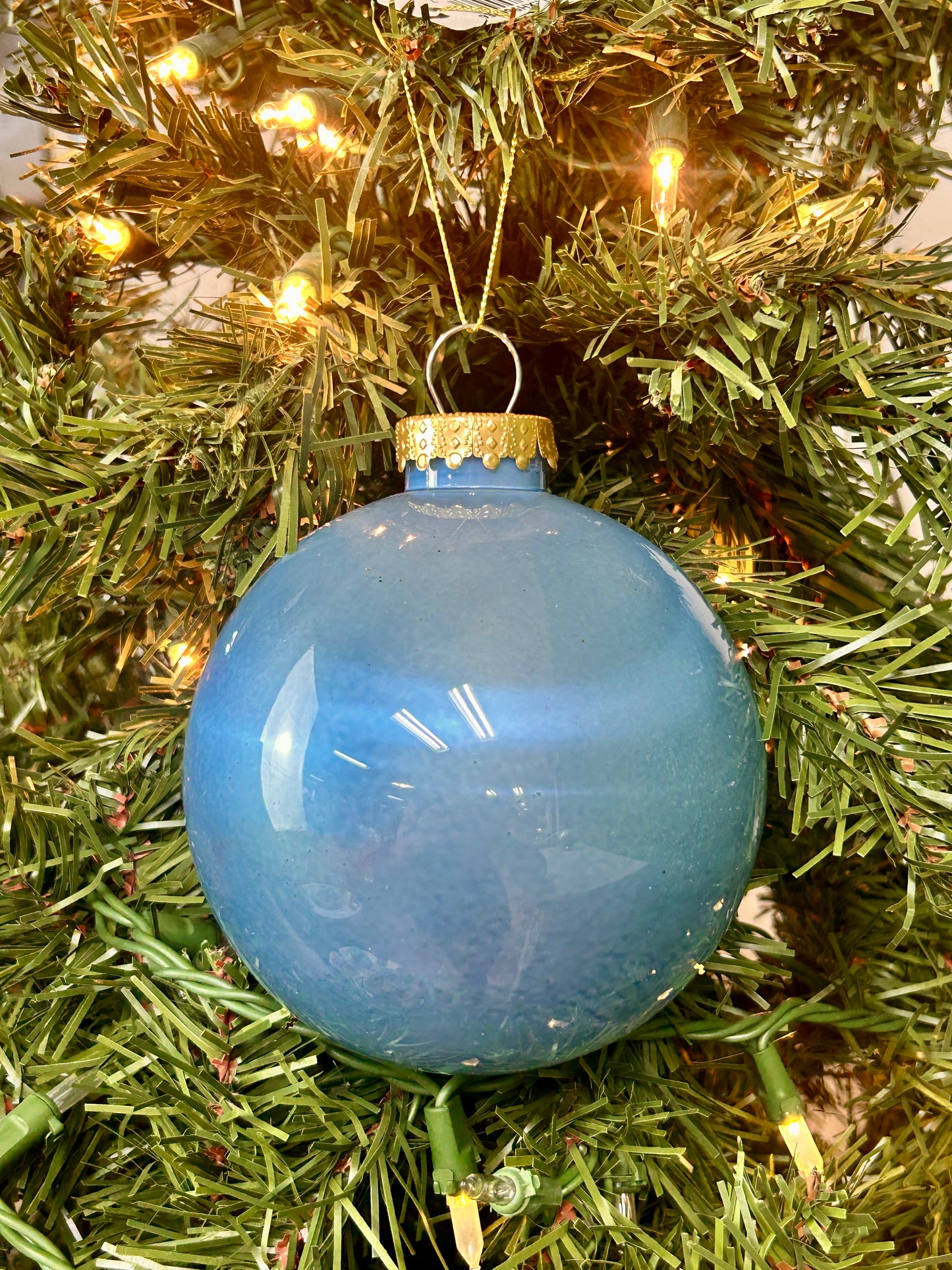5 Inch Smoke Blue Lacquer Ornament Ball