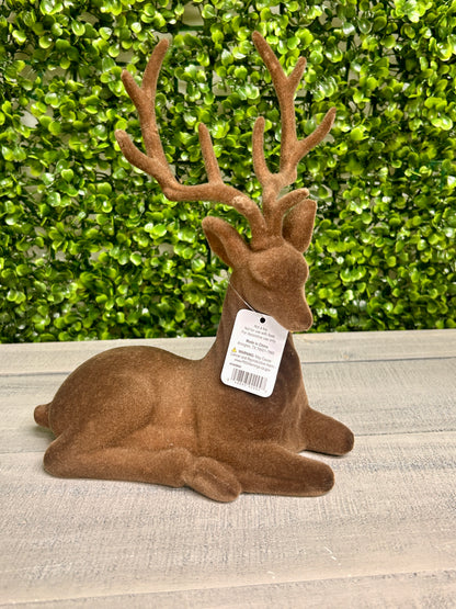 15 Inch Brown Flocked Deer Two Styles