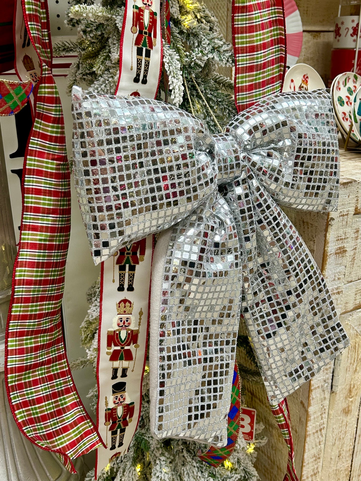 18 Inch Silver Bow Ornament