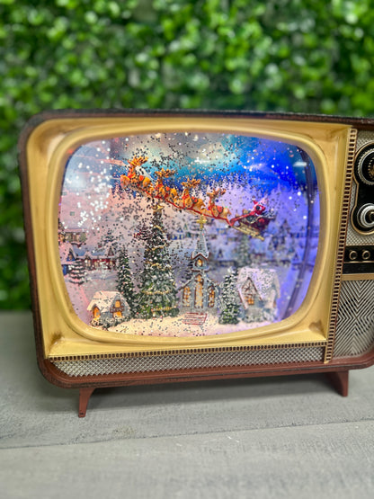 8.25 Inch Lighted Musical Holiday Village Scene Spinning Water TV Globe