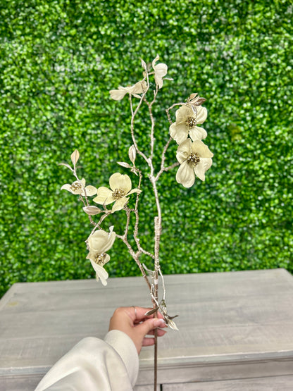 35 Inch Pearl Metallic Dogwood Spray