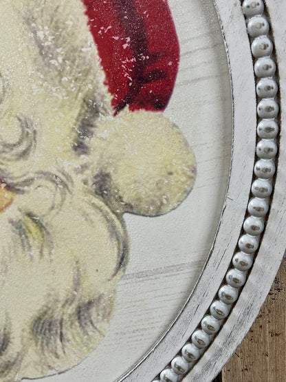 25 Inch Santa Face Art With Beaded Frame
