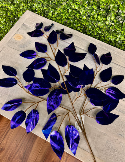 23 Inch Royal Blue Metallic Ficus Spray