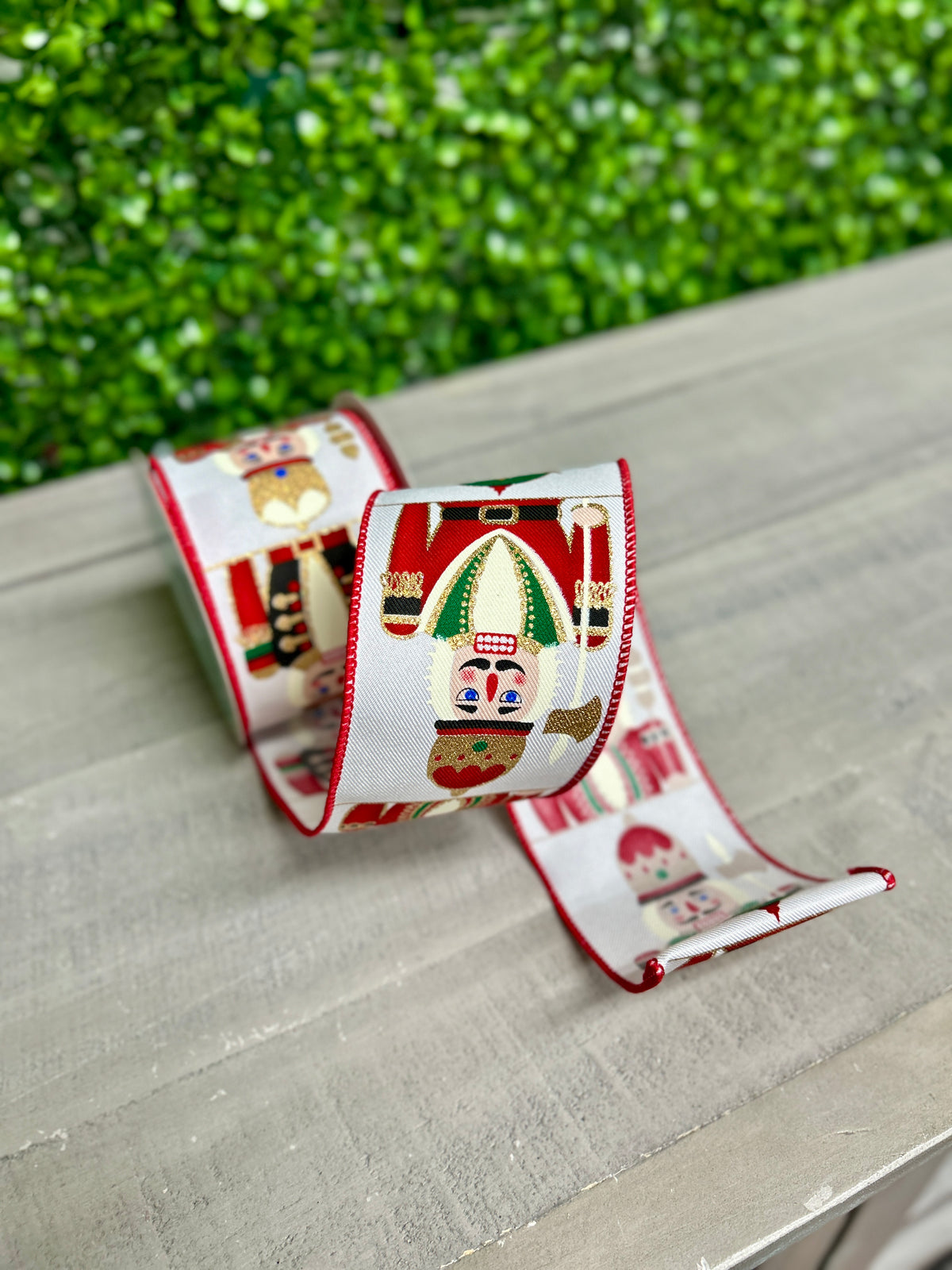 2.5 Inch By 10 Yard Red Gold And White Nutcracker Ribbon