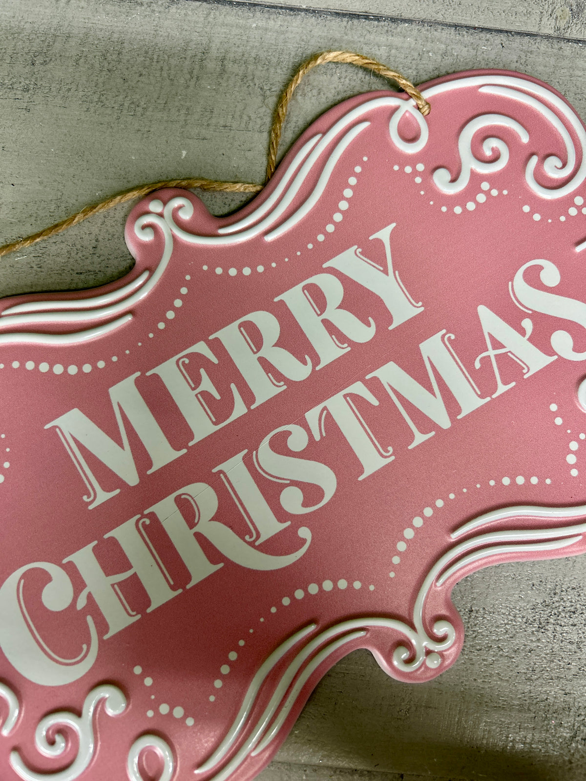11.5 Inch Pink And White Merry Christmas Sign