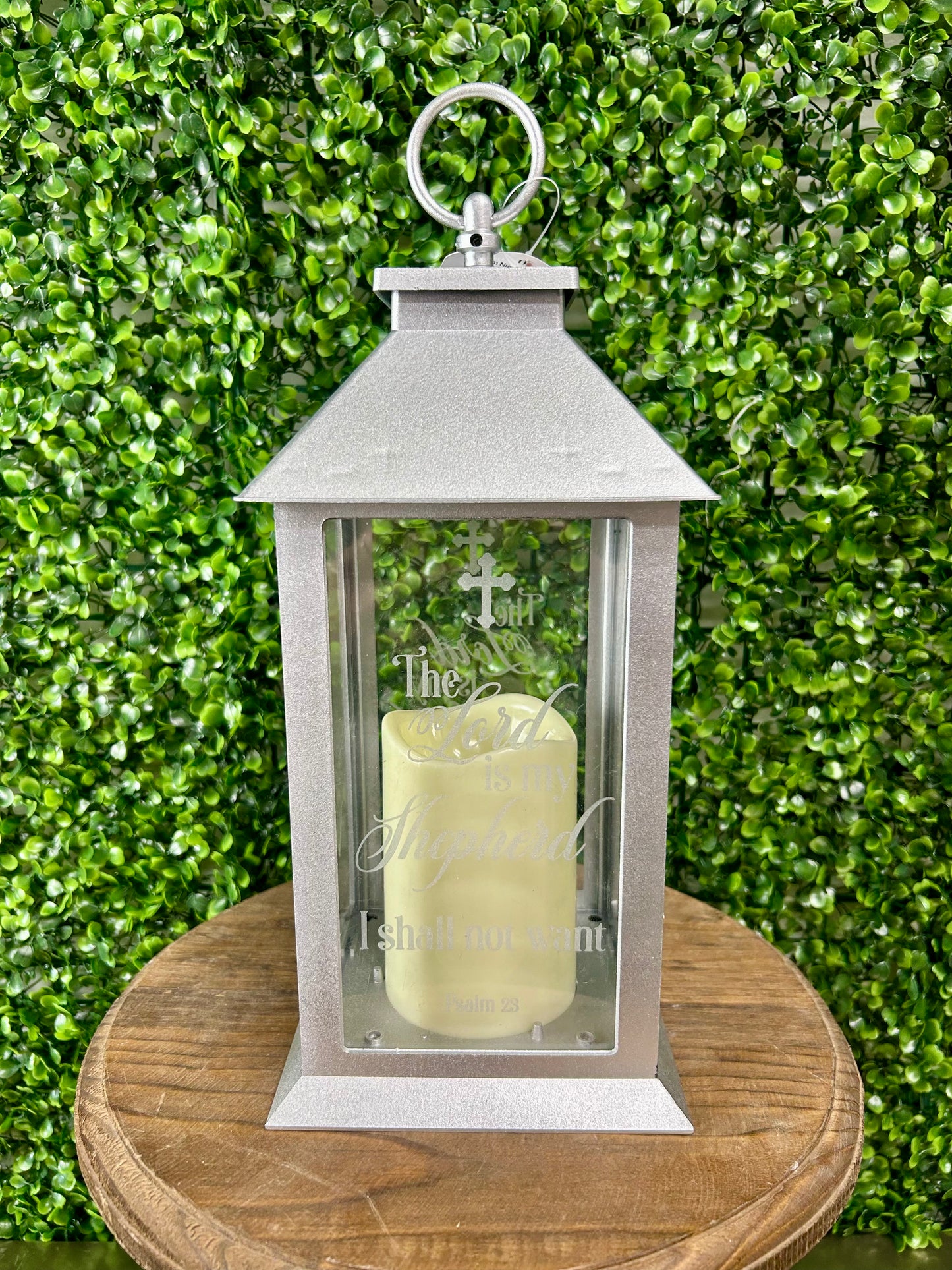12 Inch The Lord Is My Shepard Battery Operated Candle Lantern