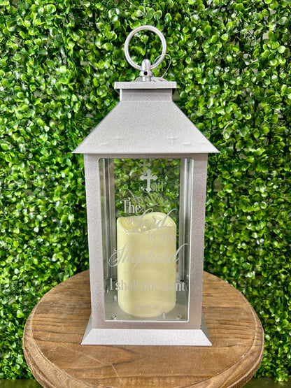 12 Inch The Lord Is My Shepard Battery Operated Candle Lantern