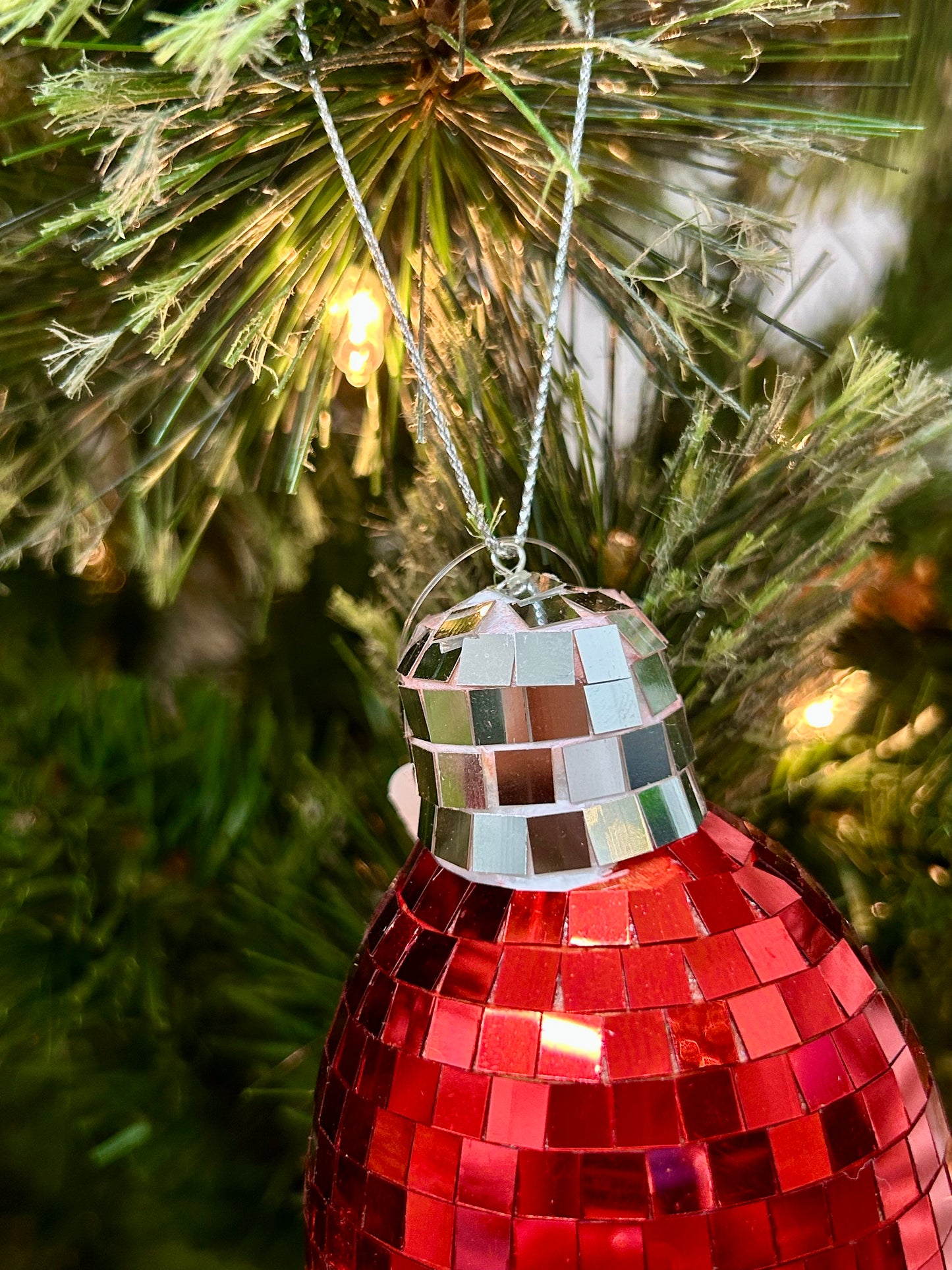 5.5 Inch Red Mirror Light Bulb Ornament