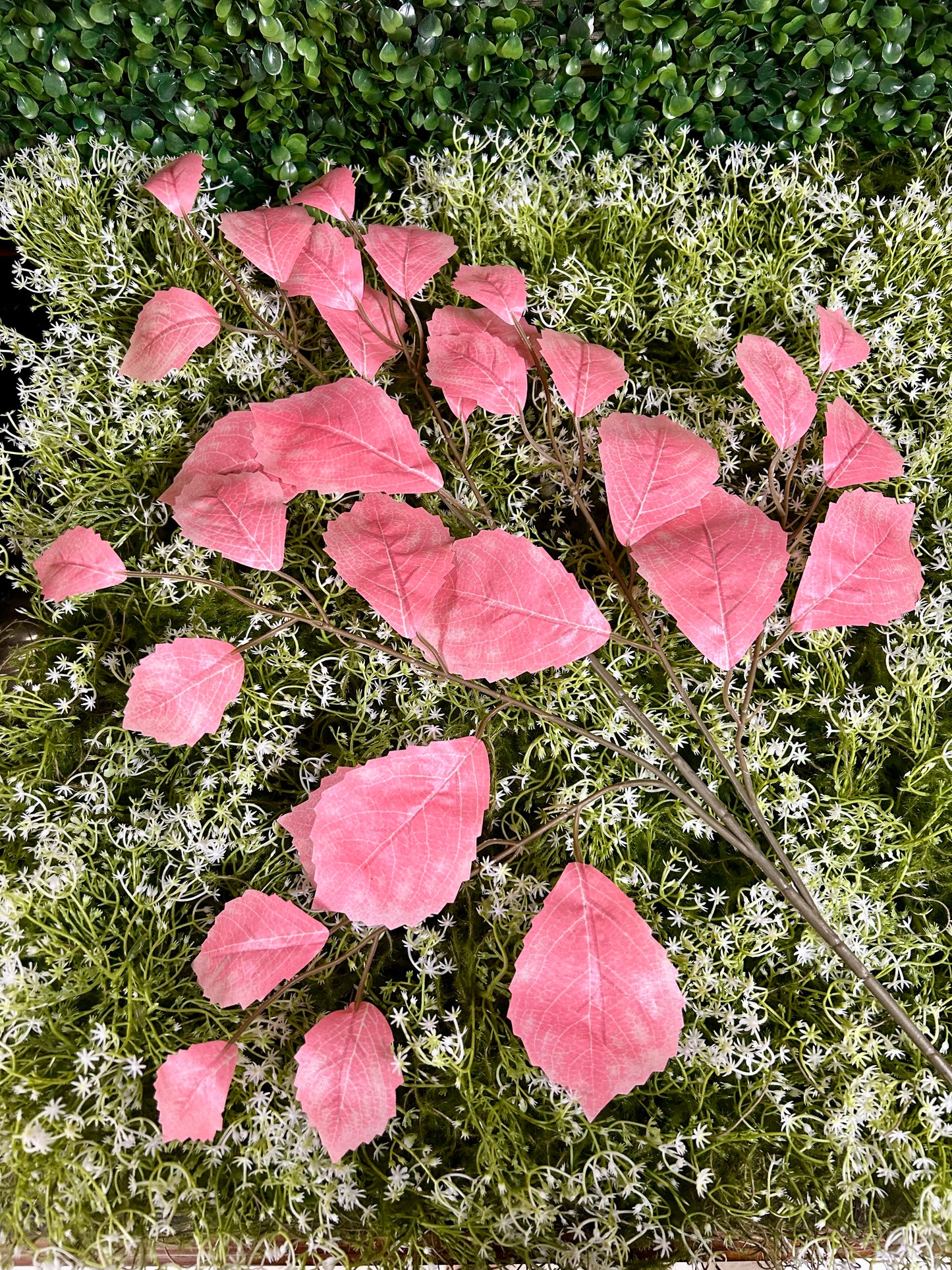 28 Inch Pink Rose Leaf Spray