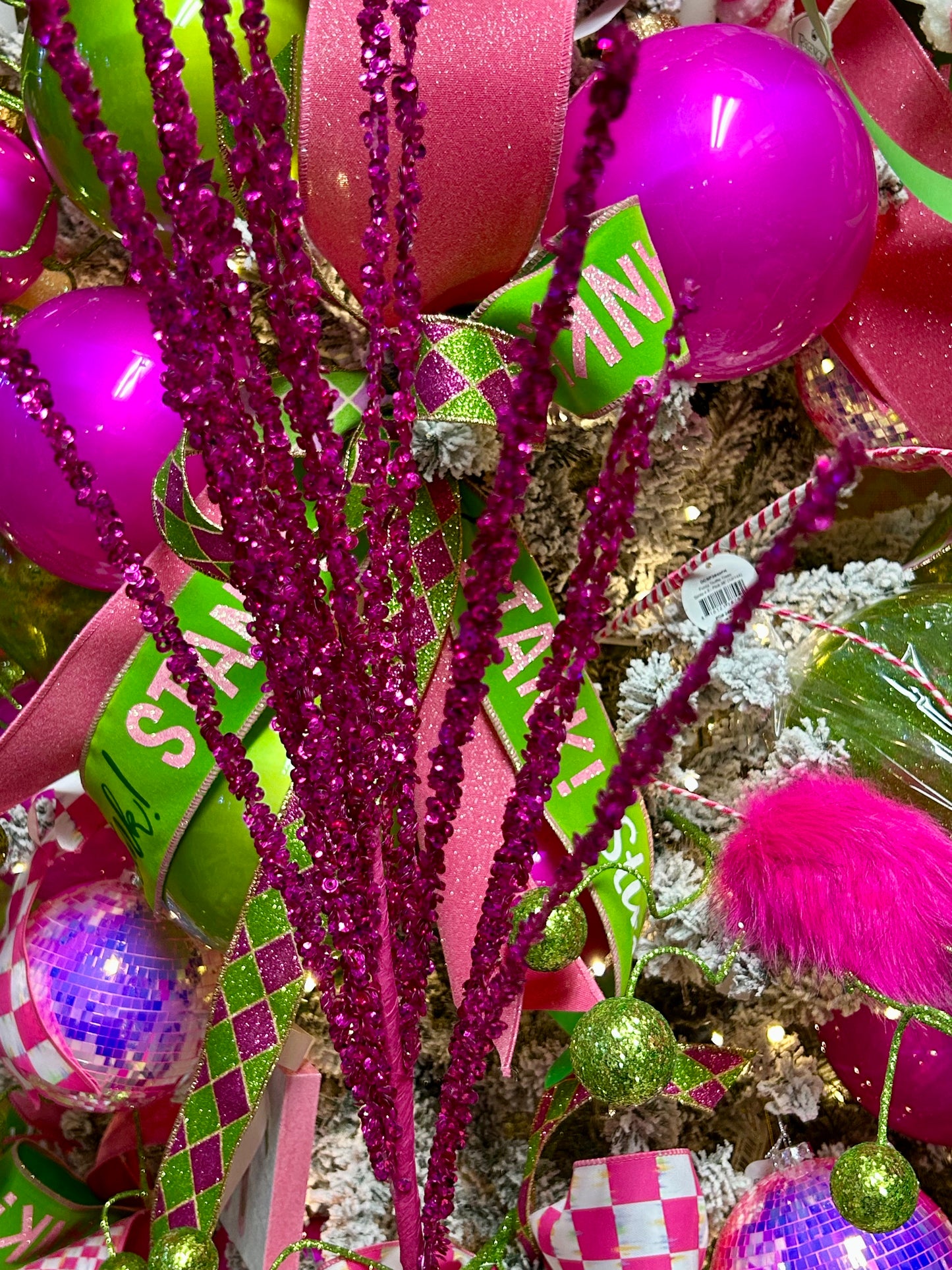 32 Inch Hot Pink Sequin Twig Spray