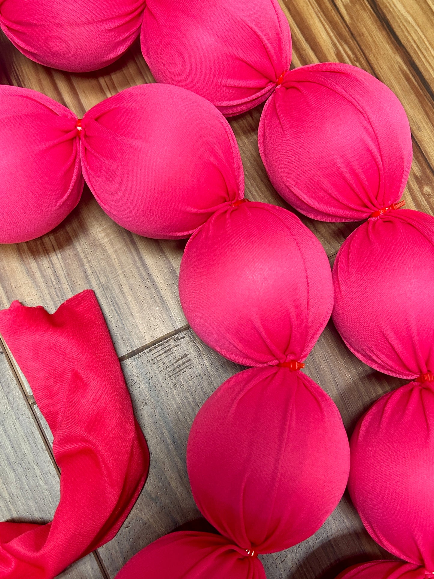 10 Foot Hot Pink Christmas Fabric Ball Garland