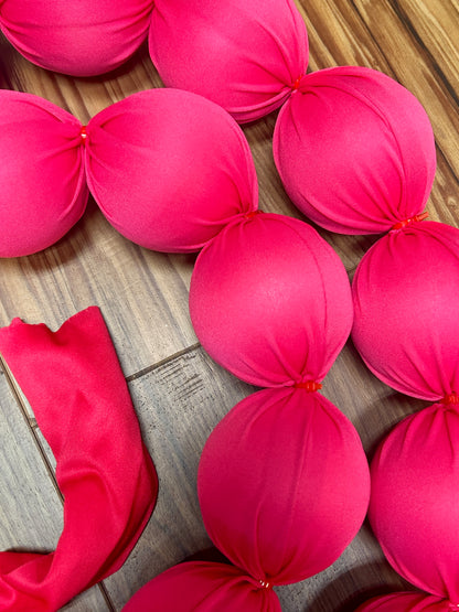 10 Foot Hot Pink Christmas Fabric Ball Garland