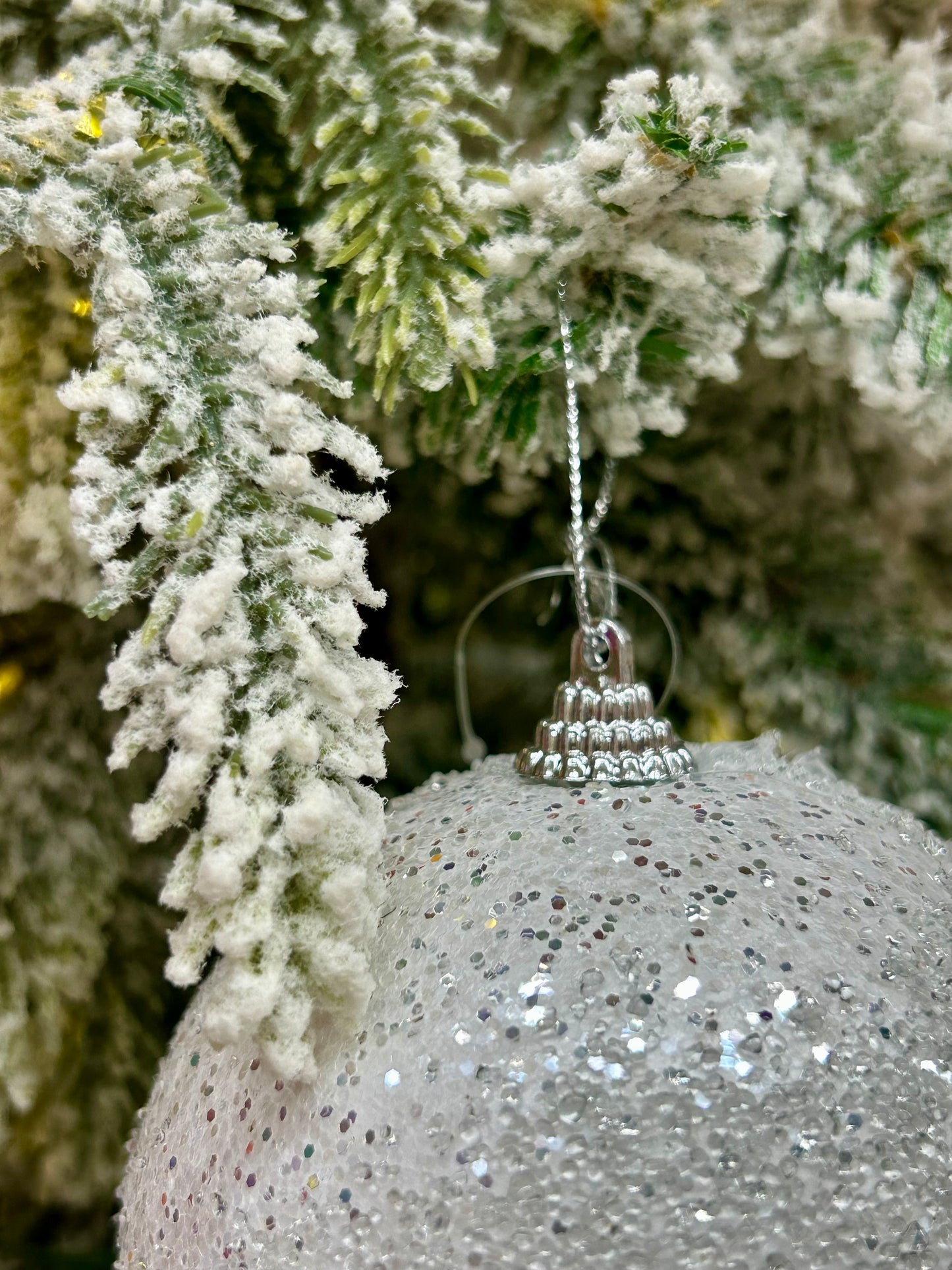 4 Inch White Sequin Ball Ornament