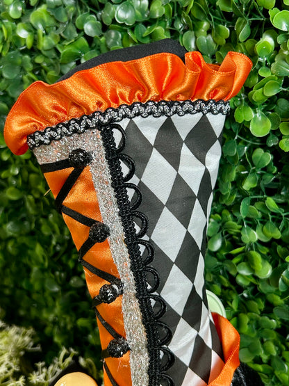 10 Inch Witches Boot With Skull