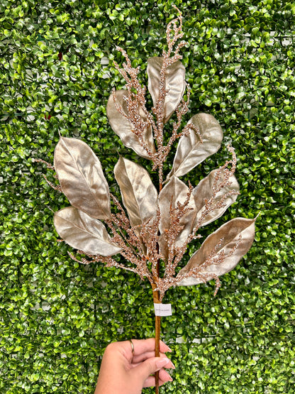 24 Inch Champagne Magnolia Leaf Spray