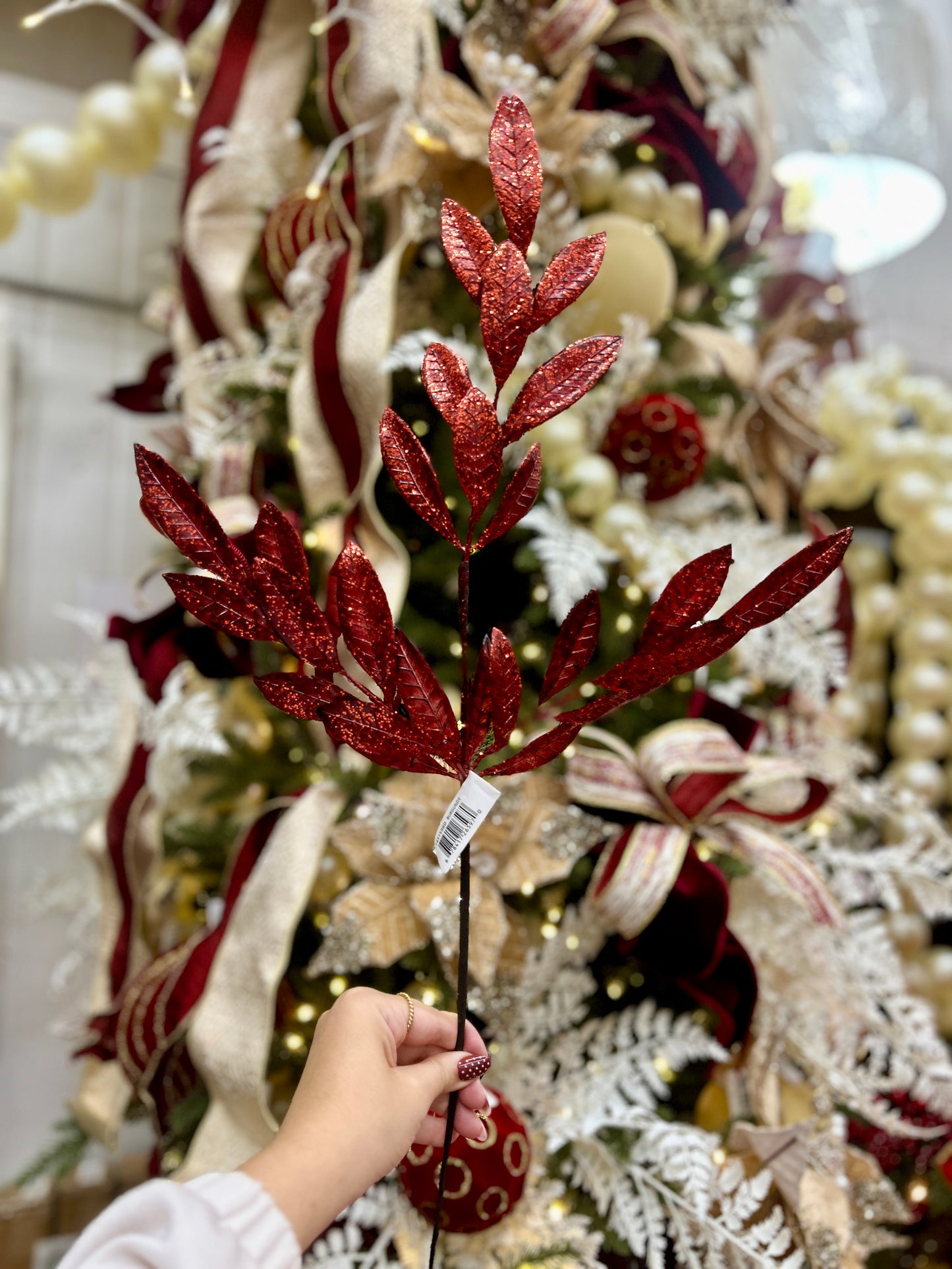 26 Inch Burgundy Metallic Bay Leaf Spray