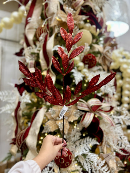 26 Inch Burgundy Metallic Bay Leaf Spray