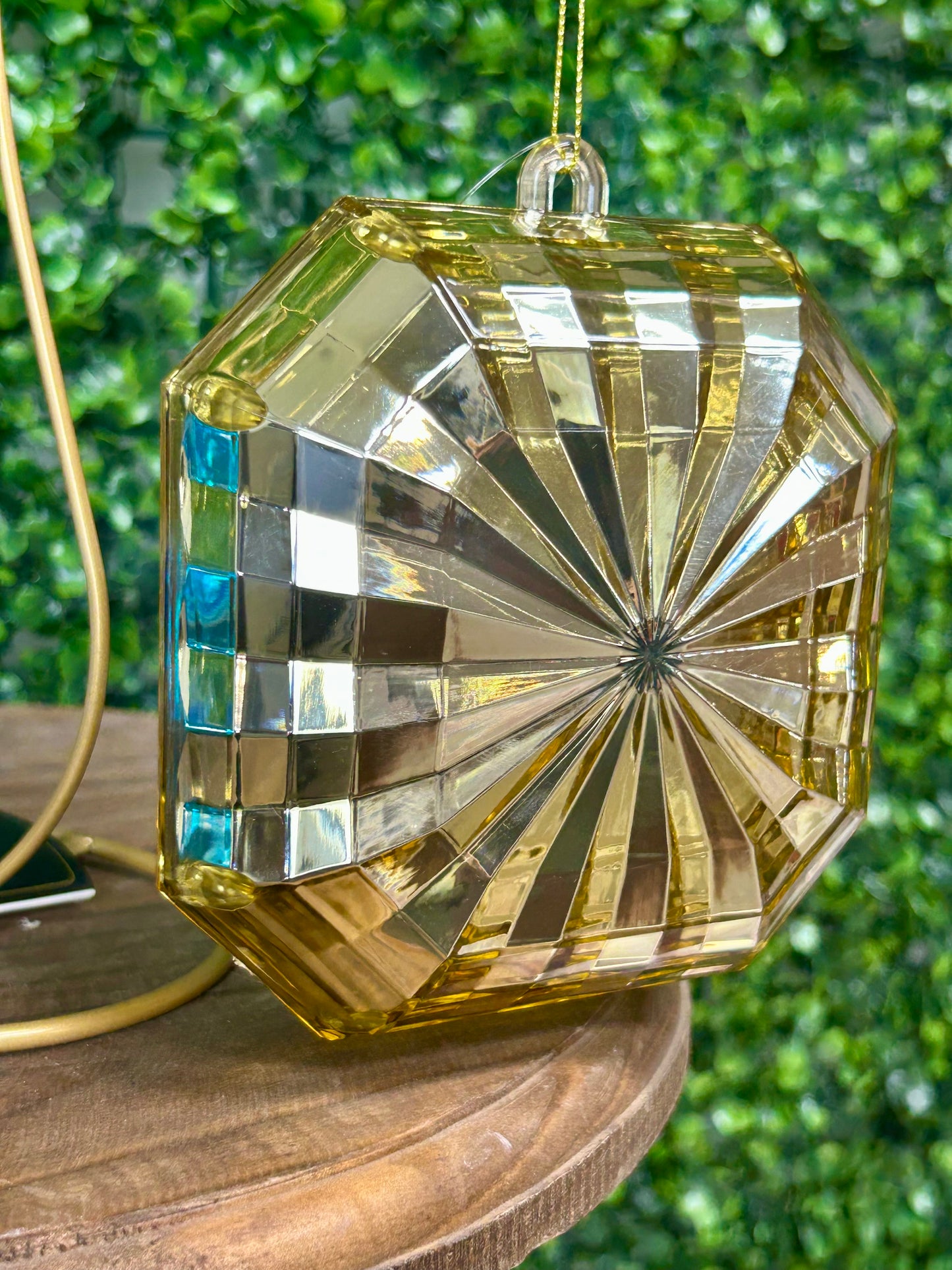 5 Inch Gold Acrylic Square Diamond Ornament