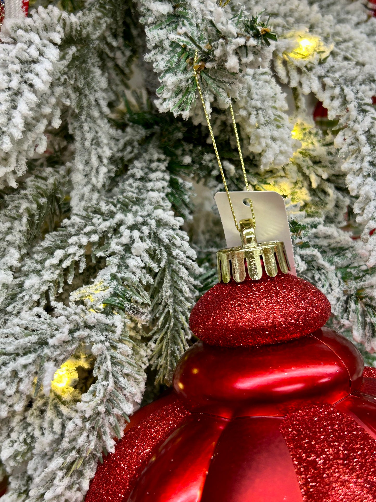 10 Inch Shiny Matte Red Glitter Finial Ornament