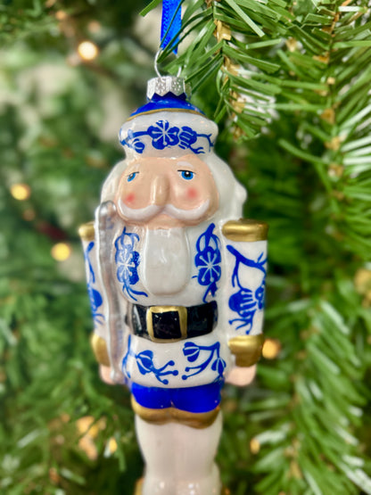 6.5 Inch Glass Blue And White Chinoiserie Toy Soldier Ornament Two Styles