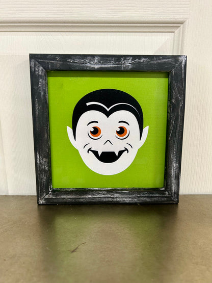 8 Inch Square Wood Halloween Sign Three Styles