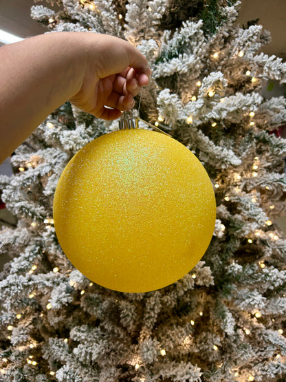 8 Inch Bright Yellow Iridescent Glitter Ornament