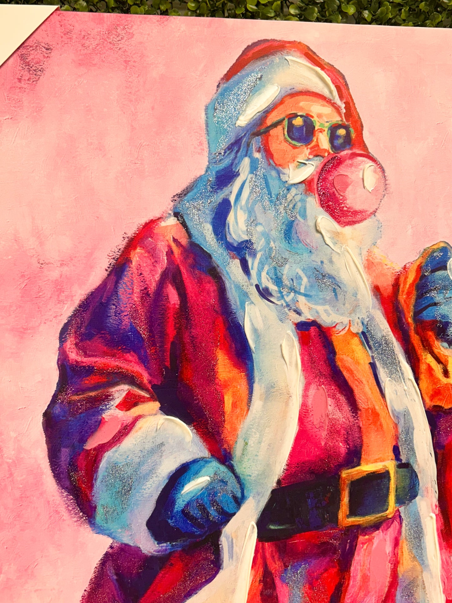 27.5 Inch Pink Color Pop Santa Wall Art