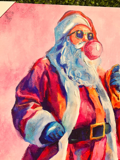 27.5 Inch Pink Color Pop Santa Wall Art