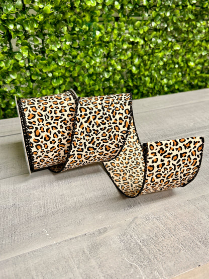 2.5 Inch By 10 Yard Satin Cheetah Ribbon