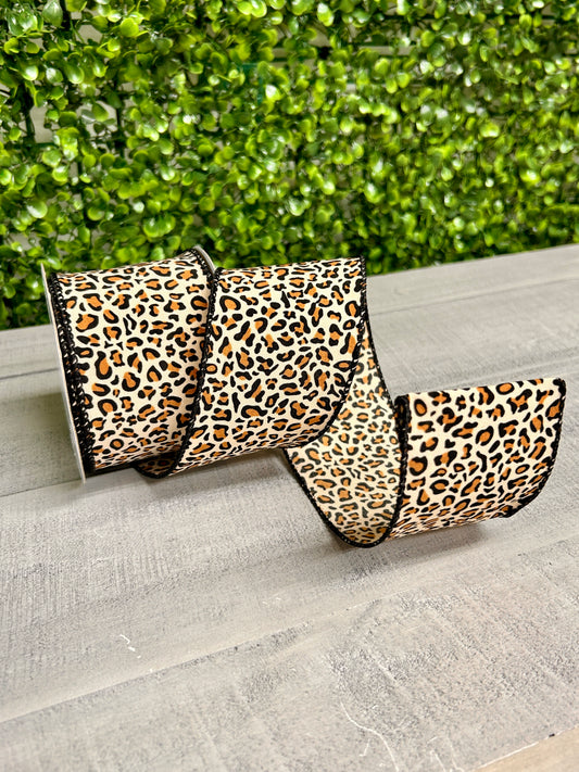2.5 Inch By 10 Yard Satin Cheetah Ribbon