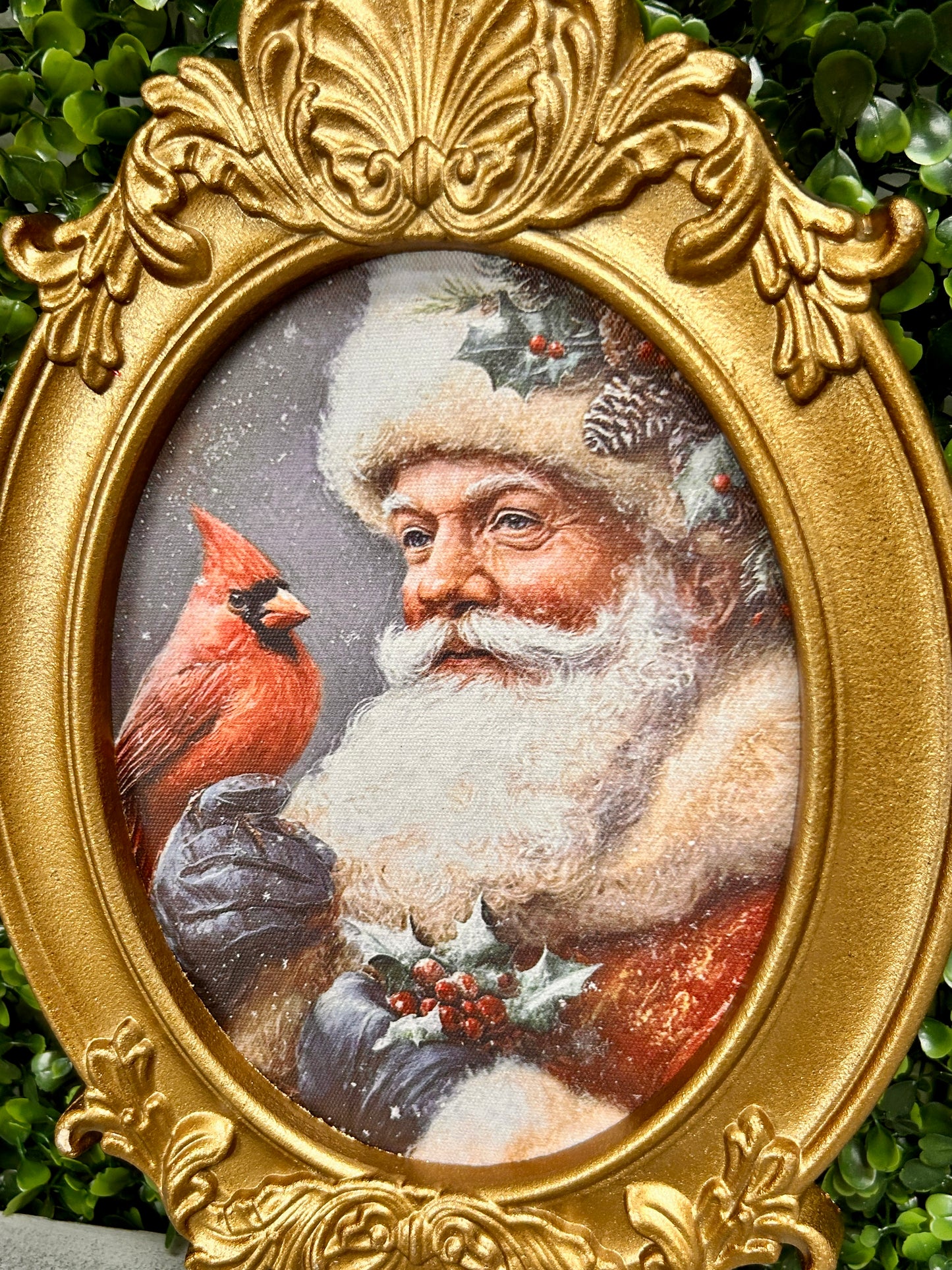 8 By 12 Inch Gilded Frame Santa And Cardinal Art Two Styles