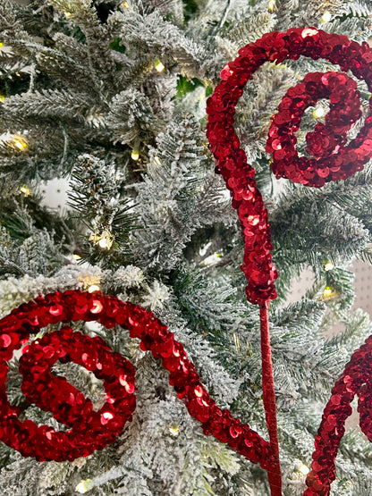 27 Inch Red Sequin Coil Spray