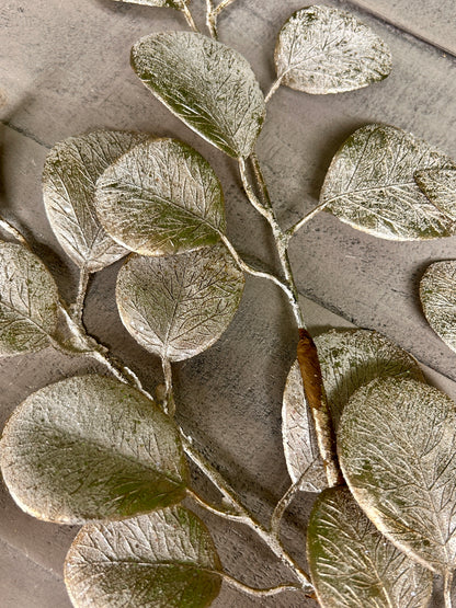 24 Inch Platinum Eucalyptus Leaf Spray With Frost