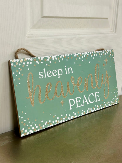 12.5 Inch Glitter Sleep In Peace Wood Sign
