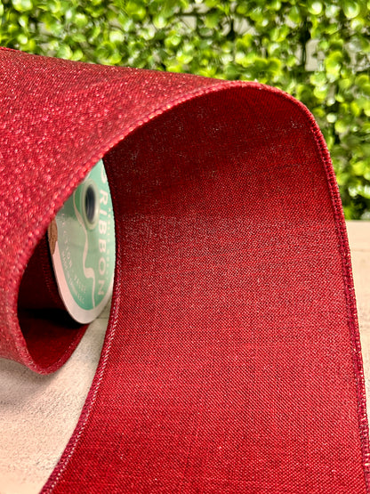 4 Inch By 10 Yard Burgundy Fine Glitter On Royal Ribbon