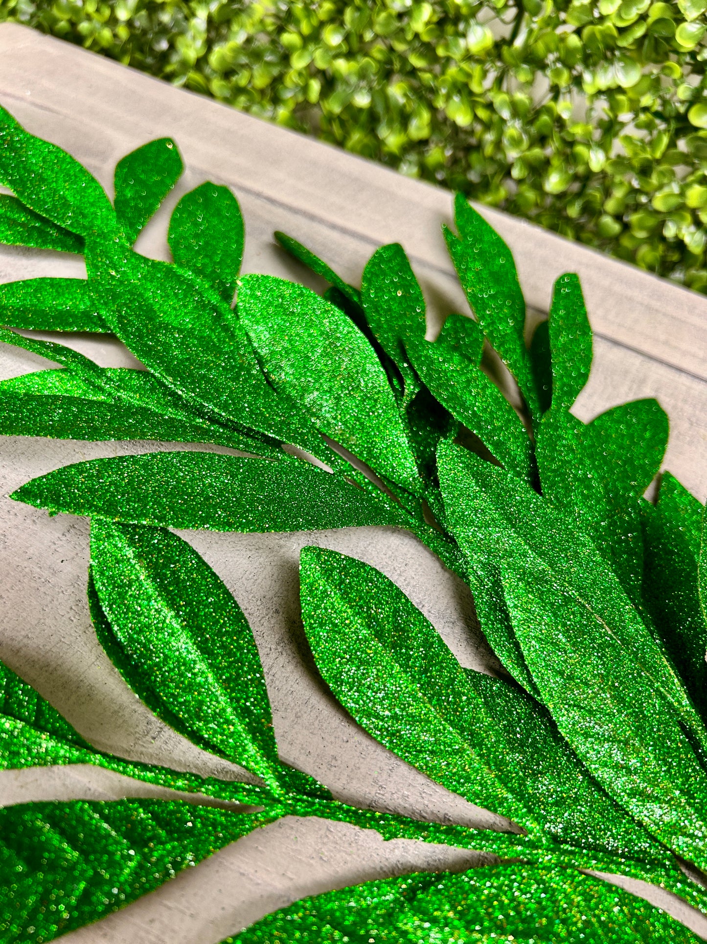 23 Inch Emerald Green Glitter Bay Leaf Spray
