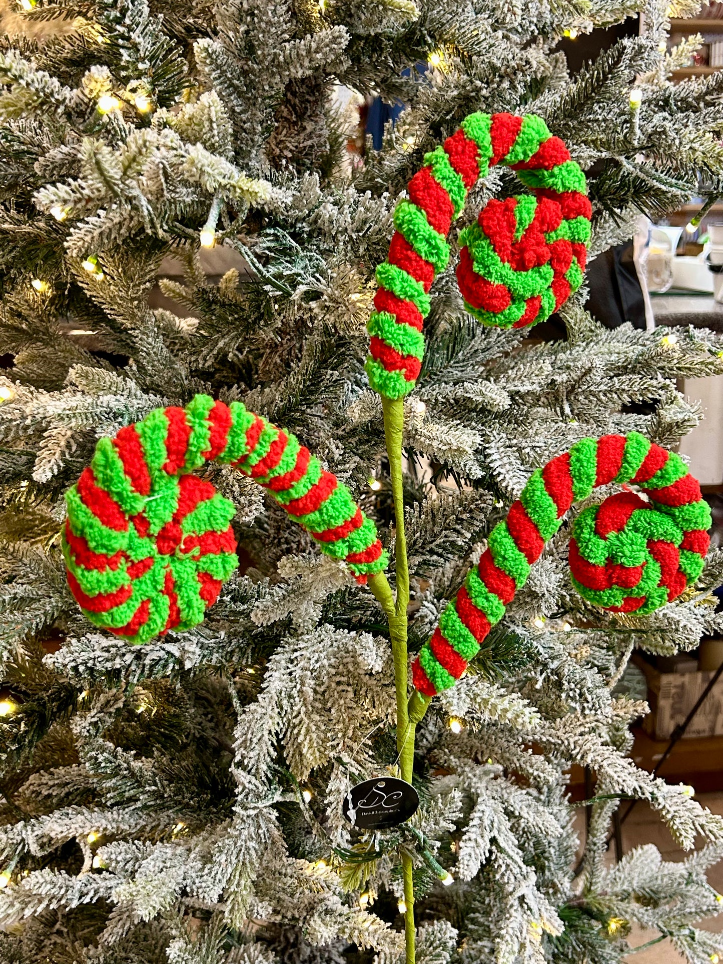 24 Inch Green And Red Faux Sherpa Curl Spray