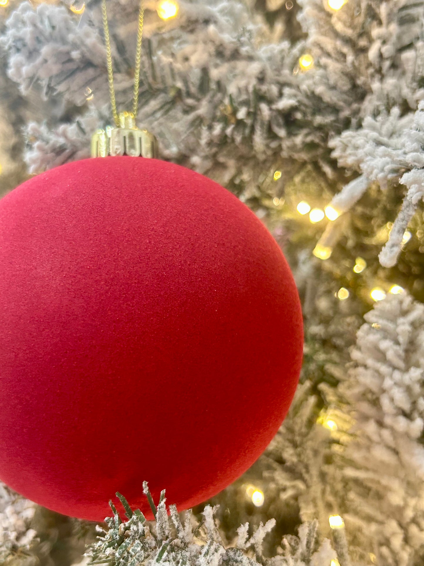 5 Inch Red Smooth Flocked Ball Ornament