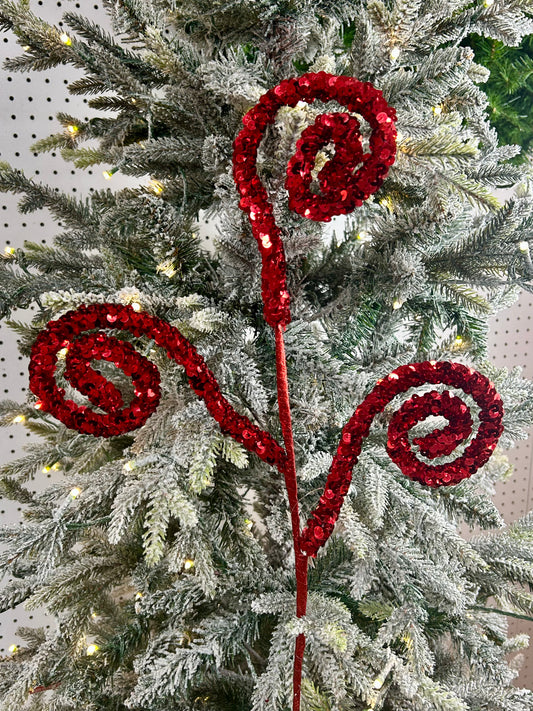 27 Inch Red Sequin Coil Spray