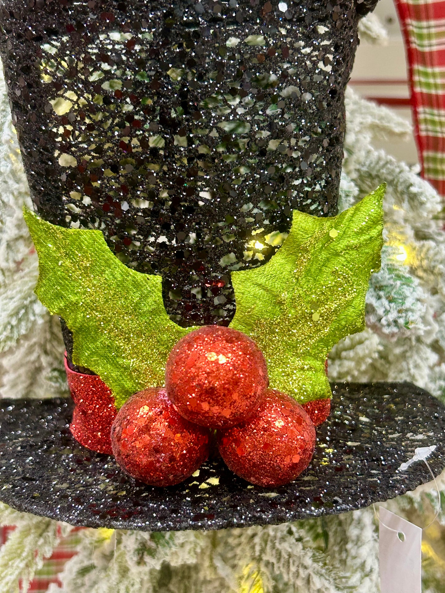 7.75 Inch Black Red And Lime Glitter Mesh Half Top Hat Decor
