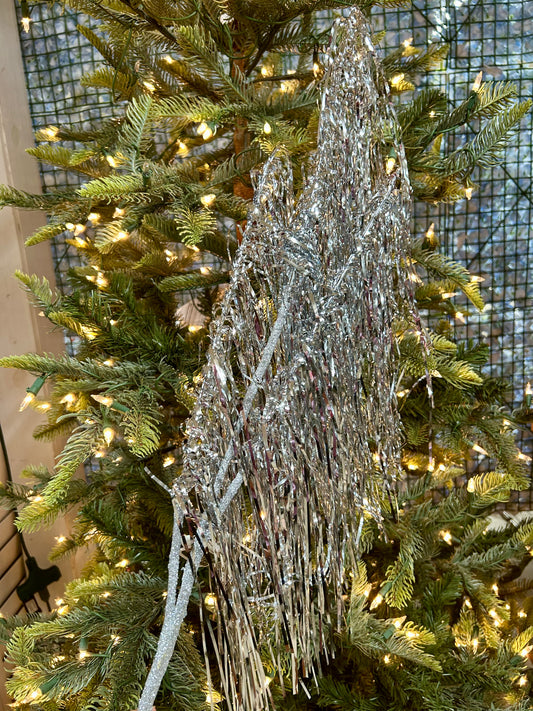 40 Inch Silver Hanging Tinsel Artificial Spray