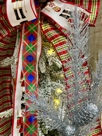 33 Inch Silver Glitter Pinecone Spray