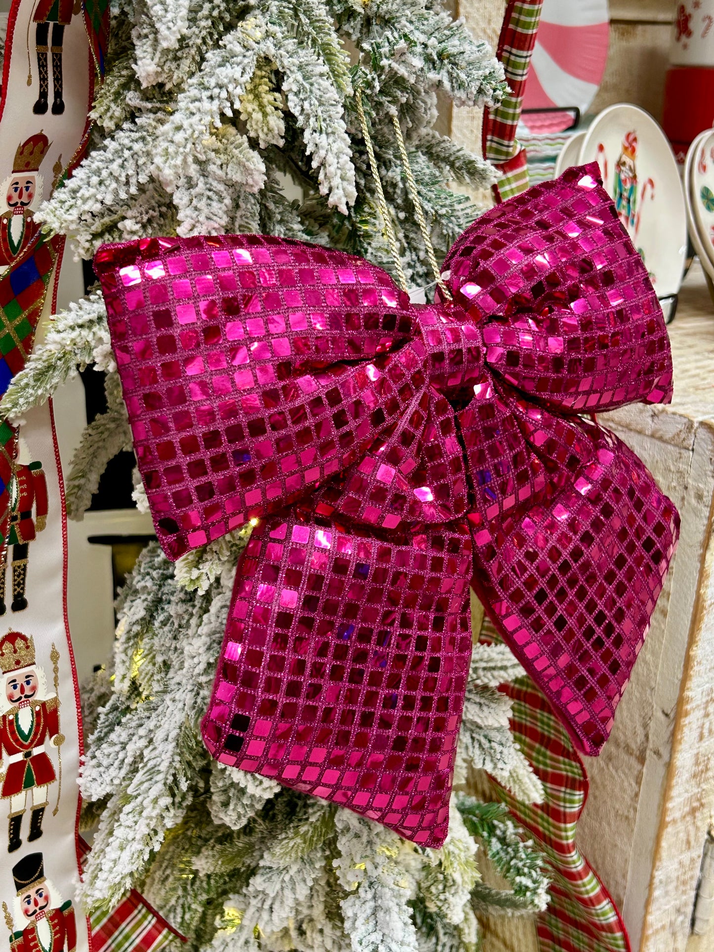 12 Inch Fuchsia Bow Ornament